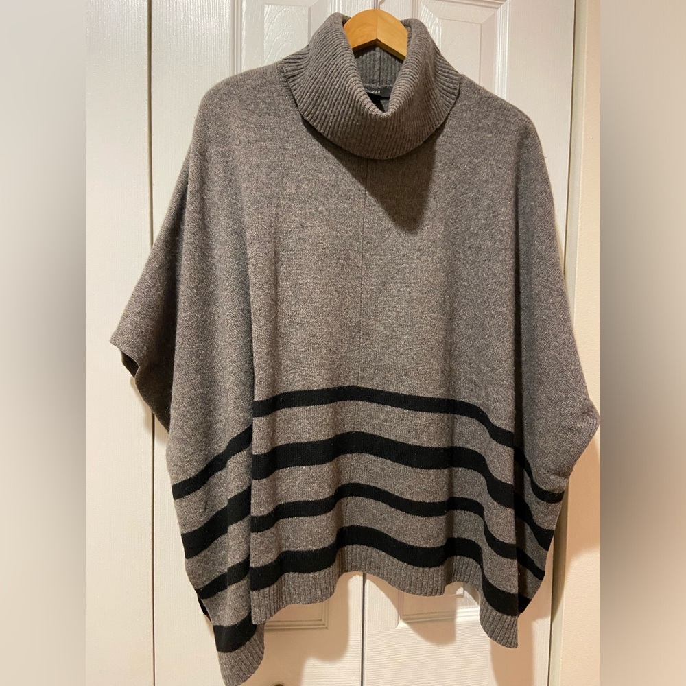 Striped Turtleneck Poncho
